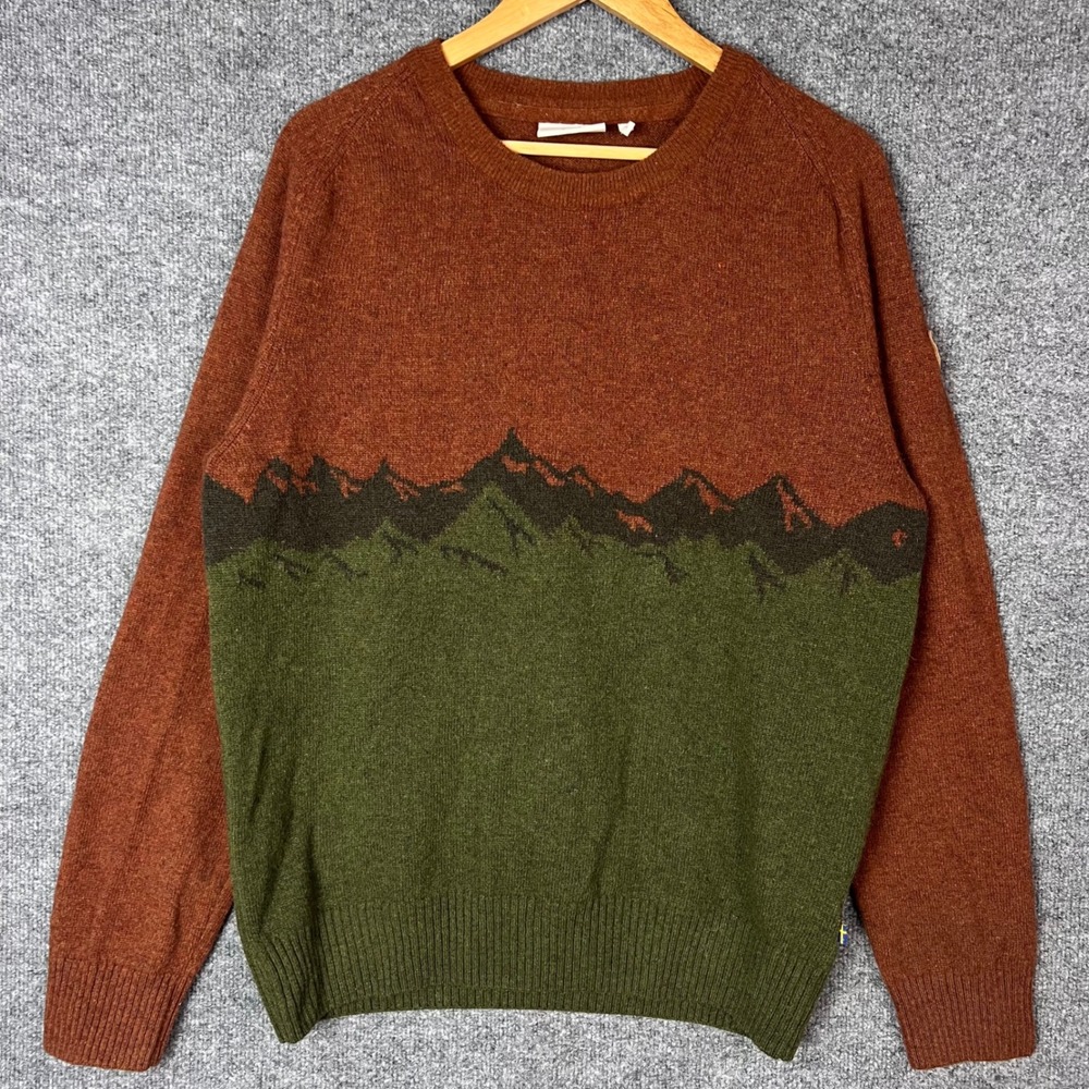 Fjallraven Greenland Re-Wool View Sweater Mens Large Brown Mountain